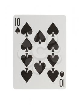 Old playing card (ten) isolated on a white background