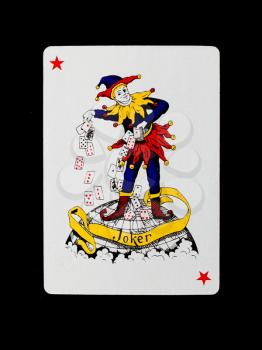 Playing card (joker) isolated on a black background