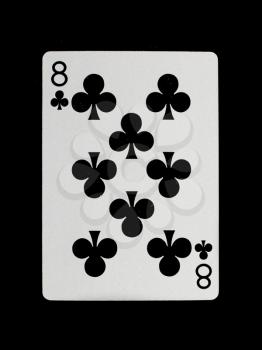 Playing card (eight) isolated on a black background