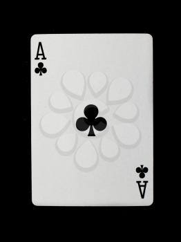 Playing card (ace) isolated on a black background
