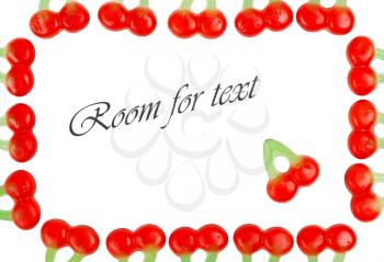 Cherry candy (dutch) isolated against white background, room for text