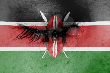 Crying woman, pain and grief concept, flag of Kenya