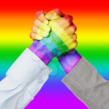 Business competition or fight, rainbow flag pattern