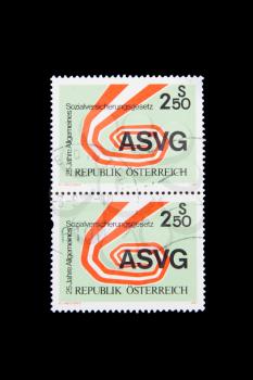 AUSTIA - CIRCA 1990: Stamps printed by Österreich, shows the government organisation ASVG, circa 1990