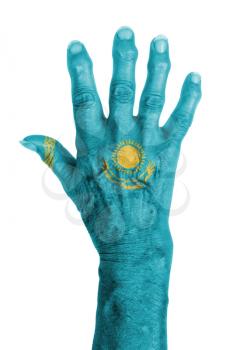 Hand of an old woman with arthritis, isolated on white, Kazakhstan