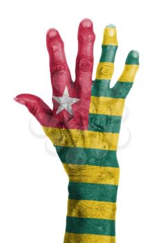 Hand of an old woman with arthritis, isolated on white, Togo
