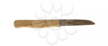 Old wooden knife, isolated on a white background