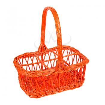 Red basket for bottles, isolated on white