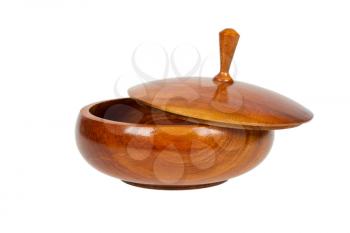 Wooden (dark wood) bowl, isolated on white