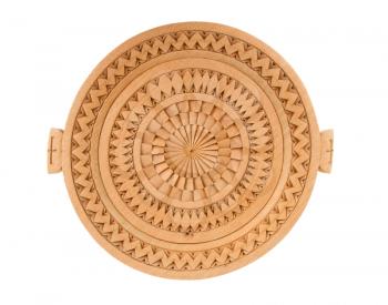 Wooden plate, carving from Suriname, isolated on white