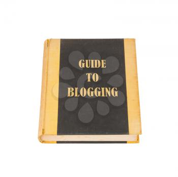 Old book with a blogging concept title, white background