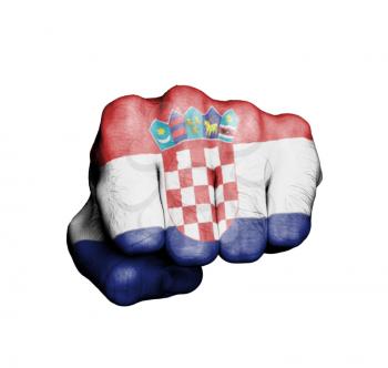Front view of punching fist, banner of Croatia