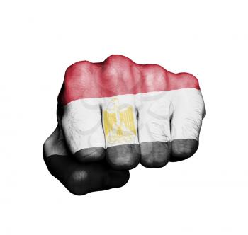 Front view of punching fist, banner of Egypt