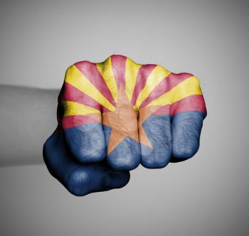 United states, fist with the flag of a state, Arizona