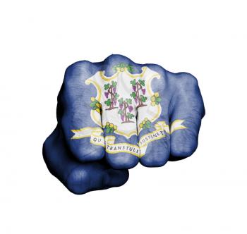 United states, fist with the flag of a state, Connecticut