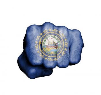 United states, fist with the flag of a state, New Hampshire