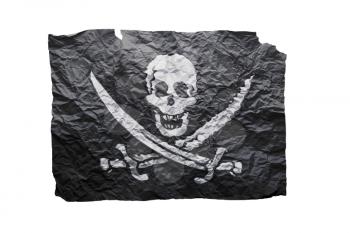Old piece of paper, pirate flag isolated
