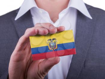 Businessman showing card, matte paper effect, Ecuador