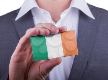 Businessman showing card, matte paper effect, Ireland