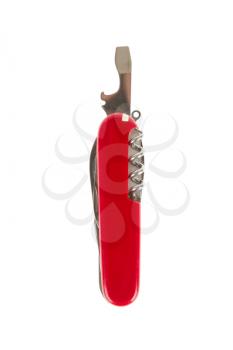 Swiss army knife, screwdriver, isolated on white