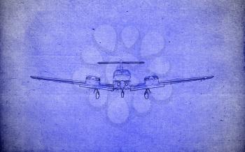 Drawing of an small airplane from the front