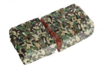 Rough broken brick, isolated on white background, camouflage