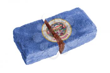 Rough broken brick, isolated on white background, flag of Minnesota