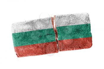 Rough broken brick, isolated on white background, flag of Bulgaria