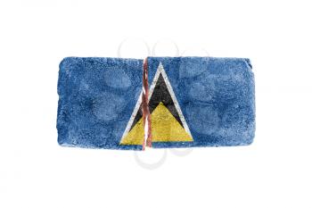 Rough broken brick, isolated on white background, flag of Saint Lucia