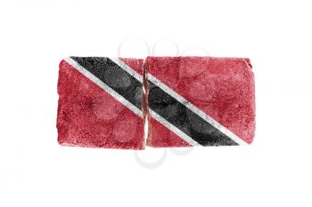 Rough broken brick, isolated on white background, flag of Trinidad and Tobago