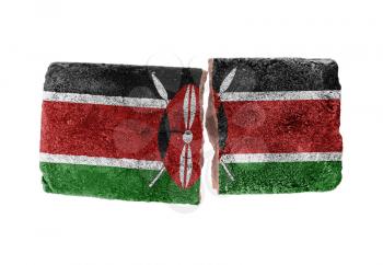 Rough broken brick, isolated on white background, flag of Kenya