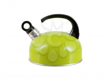 Green kettle isolated on a white background