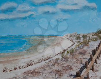 Painting of a typical scenery at a beach