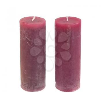 Big candles isolated on a white background