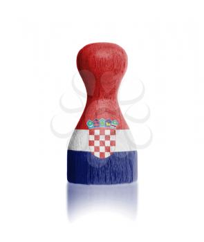 Wooden pawn with a painting of a flag, Croatia