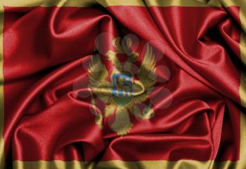 Satin flag, three dimensional render, flag of Montenegro