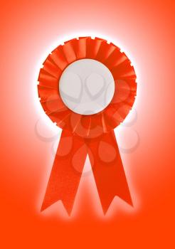 Award ribbon isolated on a white background, orange