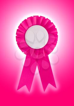 Award ribbon isolated on a white background, pink