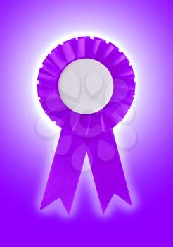 Award ribbon isolated on a white background, purple