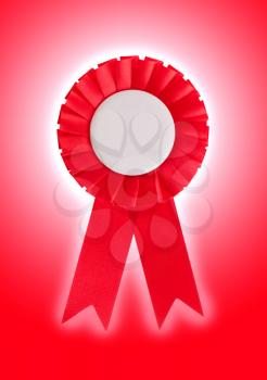 Award ribbon isolated on a white background, red