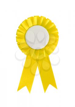 Award ribbon isolated on a white background, yellow