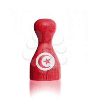 Wooden pawn with a painting of a flag, Tunisia