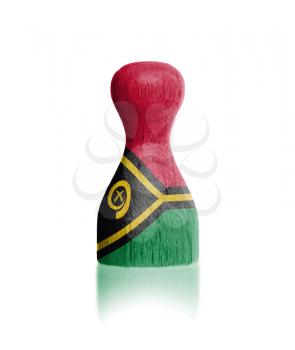 Wooden pawn with a painting of a flag, Vanuatu