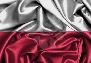 Satin flag, three dimensional render, flag of Poland