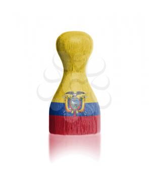 Wooden pawn with a painting of a flag, Ecuador