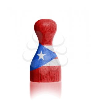 Wooden pawn with a painting of a flag, Puerto Rico