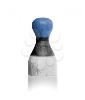 Wooden pawn with a painting of a flag, Estonia