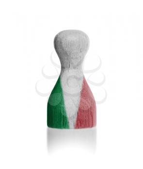 Wooden pawn with a painting of a flag, Italy