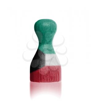Wooden pawn with a painting of a flag, Kuwait