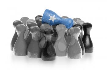 One unique pawn on top of common pawns, flag of Somalia